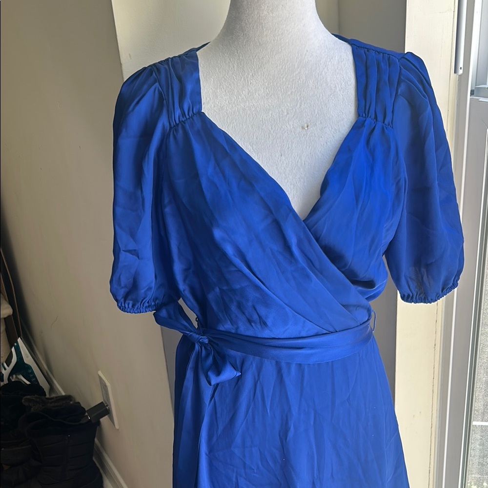 Elegant Blue Wrap Dress
